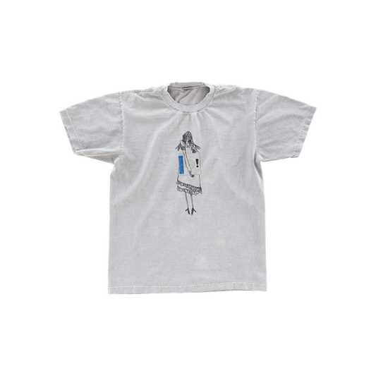 macy holding vinyl t-shirt