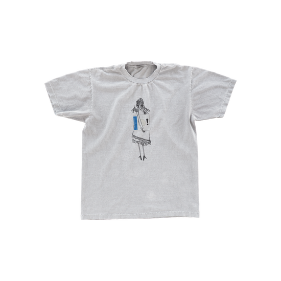 macy holding vinyl t-shirt
